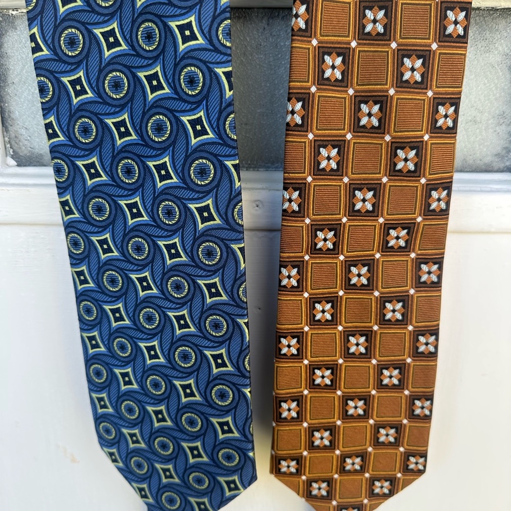 Two For One Price! Blue and Brown Patterned Ties